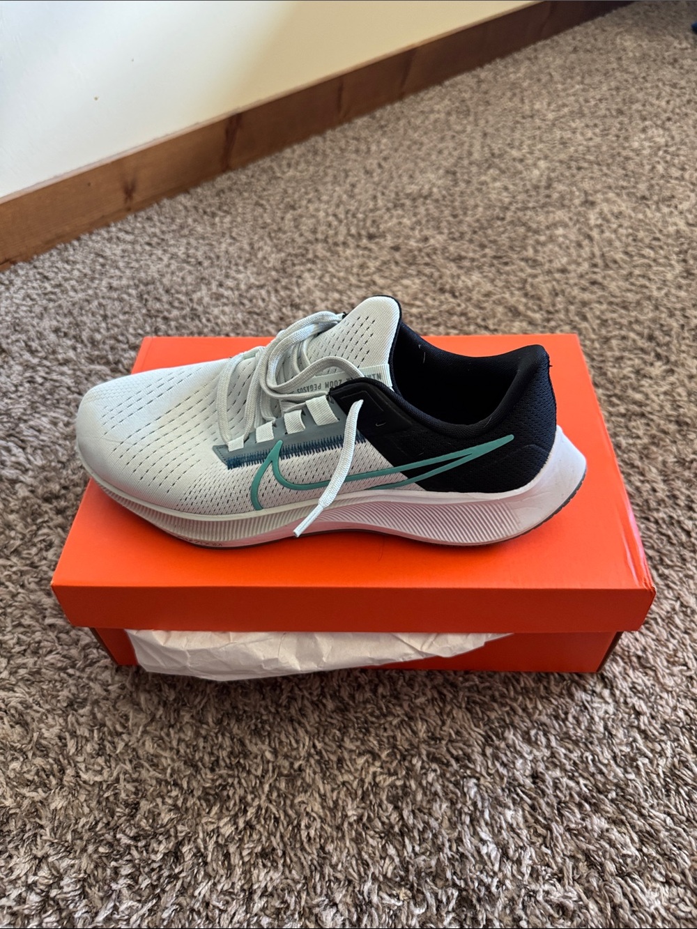 Nike Air Zoom Pegasus White and Teal Athletic Sneakers
